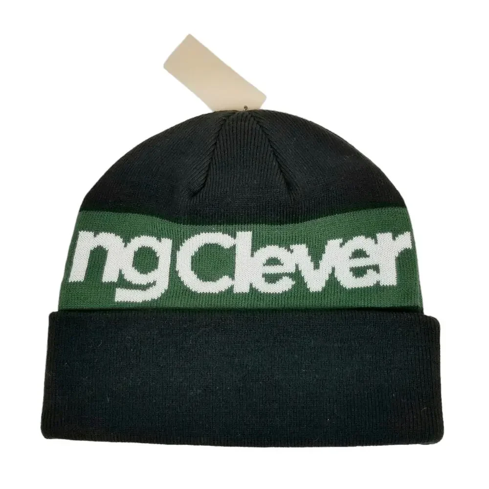 Autumn Something Clever NWT Knit Beanie Hat Green Black